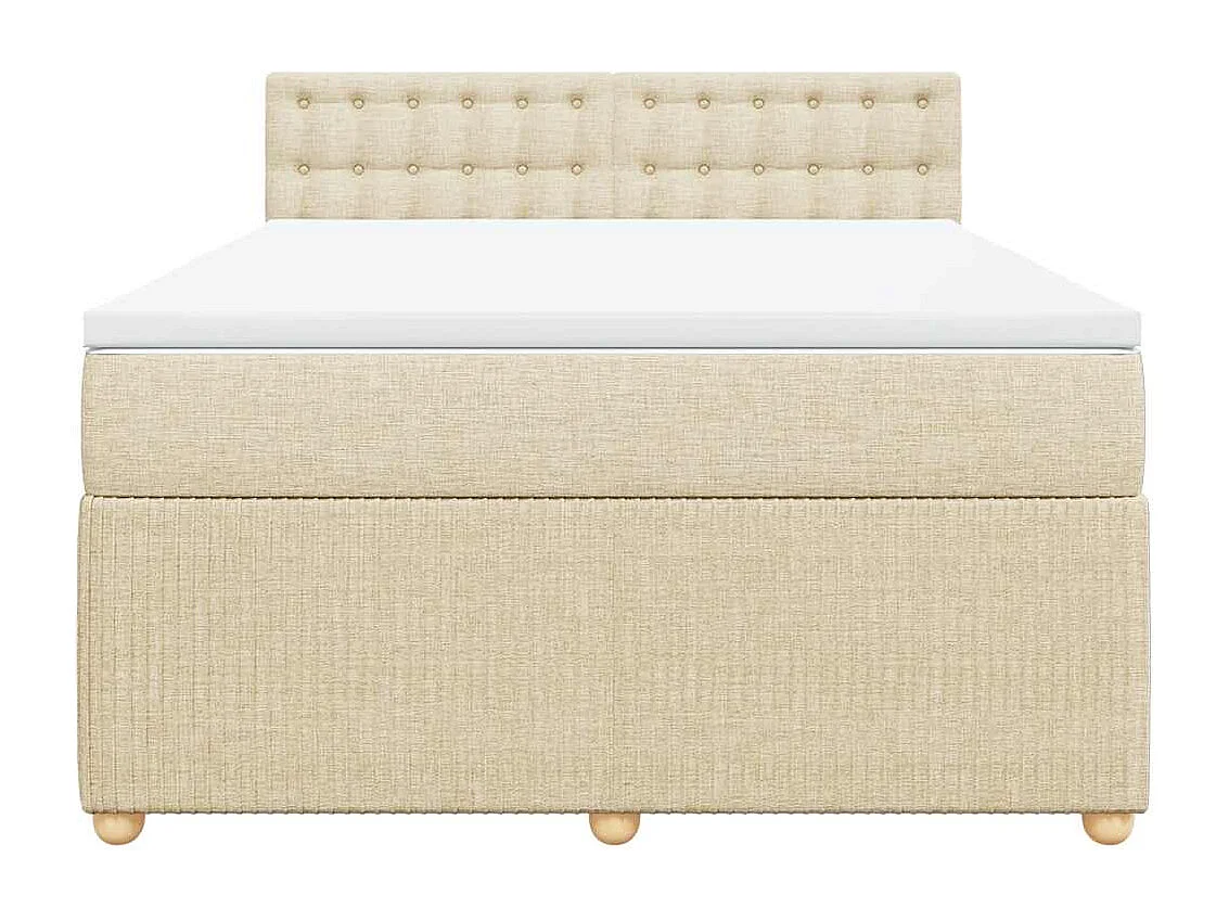 Boxspring met matras stof crèmekleurig 140x190 cm