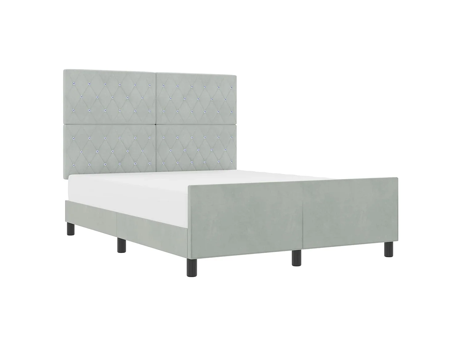 Boxspringbett mit Kopfteil Hellgrau 140 x 190 cm Samt
