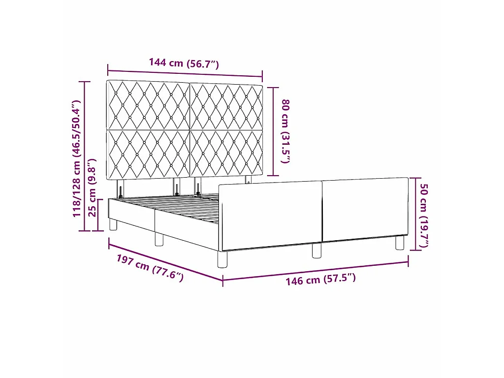 Boxspringbett mit Kopfteil Hellgrau 140 x 190 cm Samt