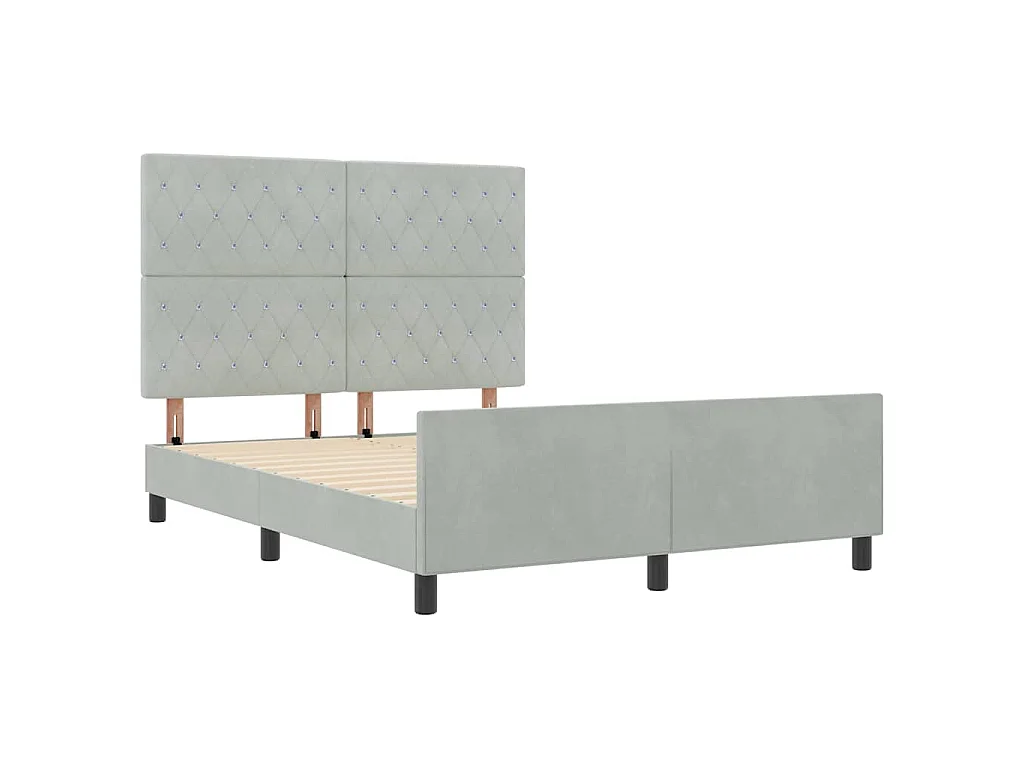 Boxspringbett mit Kopfteil Hellgrau 140 x 190 cm Samt