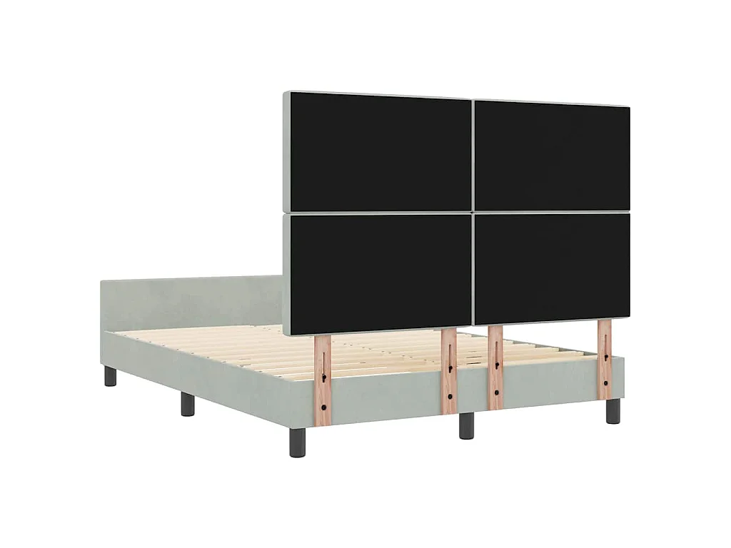 Boxspringbett mit Kopfteil Hellgrau 140 x 190 cm Samt