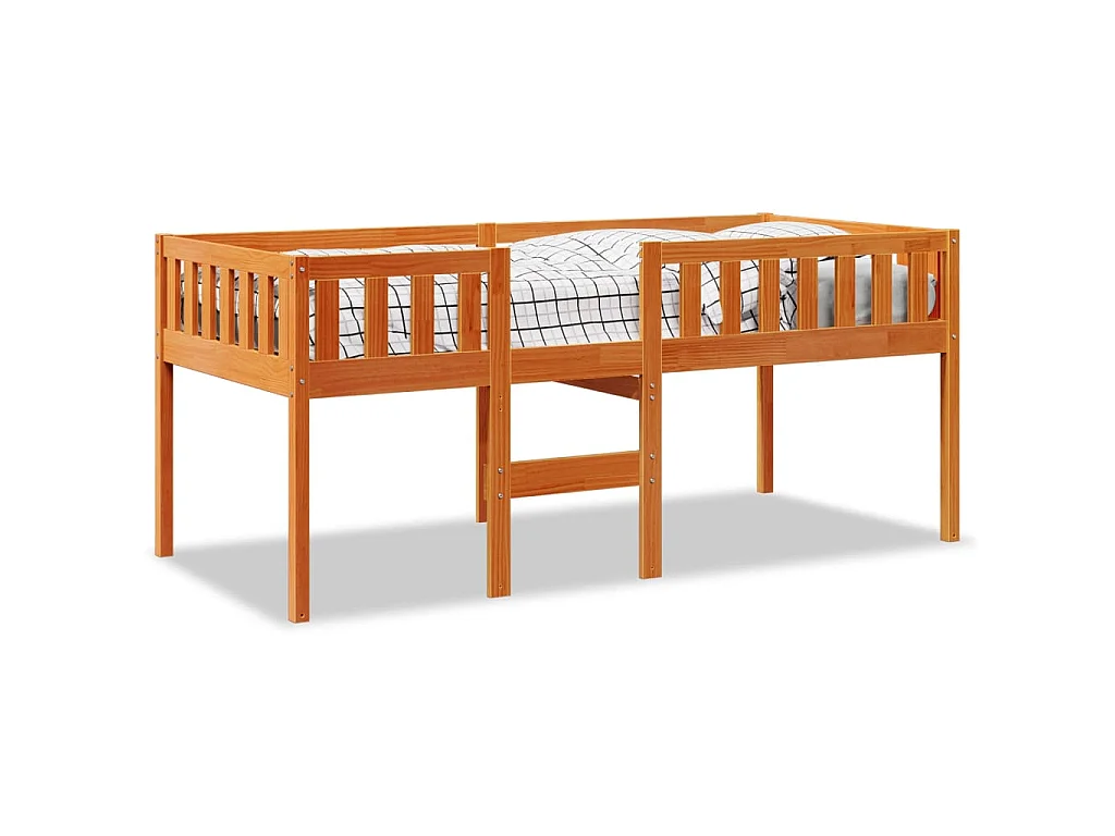 Lit pour enfants sans matelas cire marron 90x200 cm pin massif