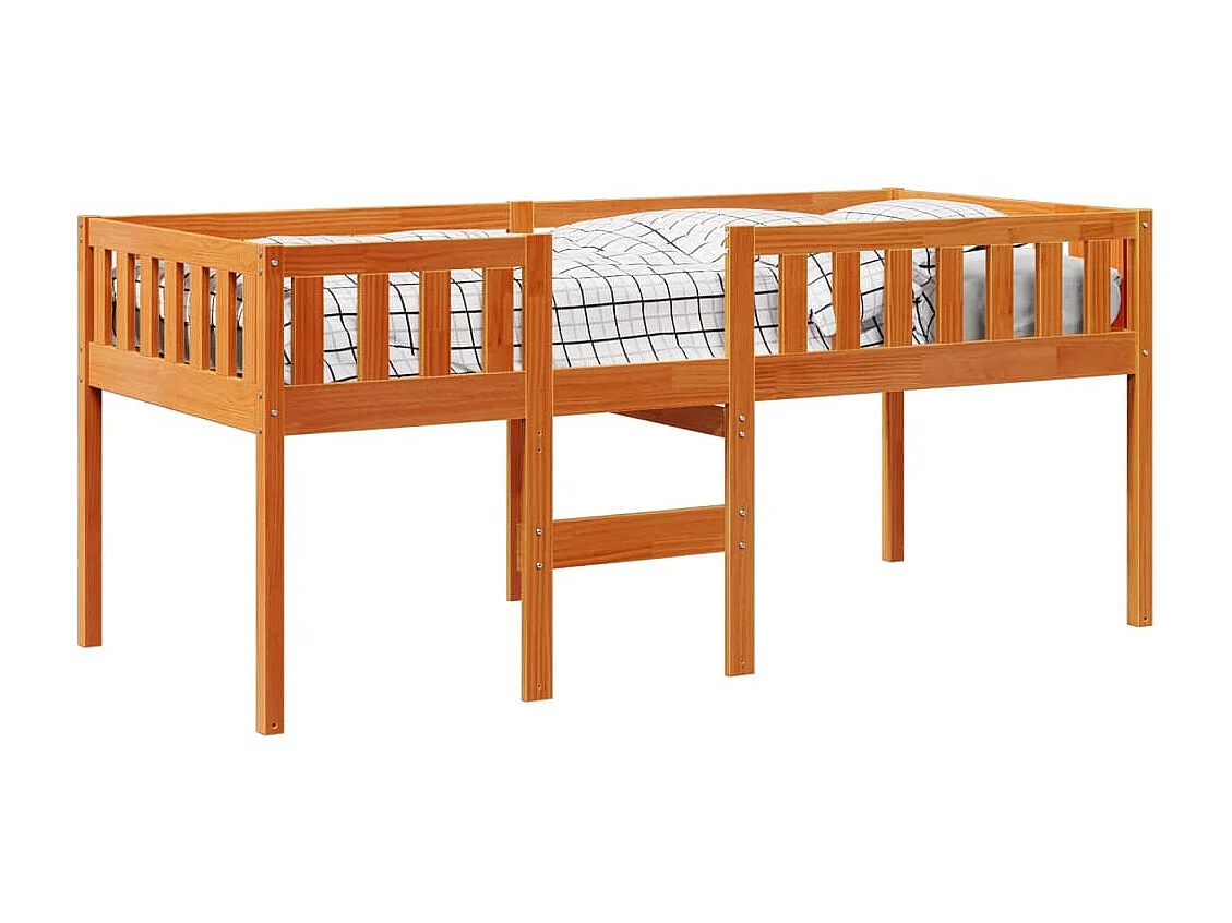 Lit pour enfants sans matelas cire marron 90x200 cm pin massif