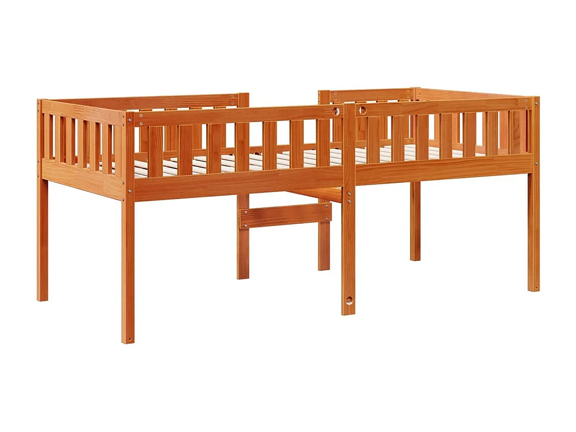 Lit pour enfants sans matelas cire marron 90x200 cm pin massif