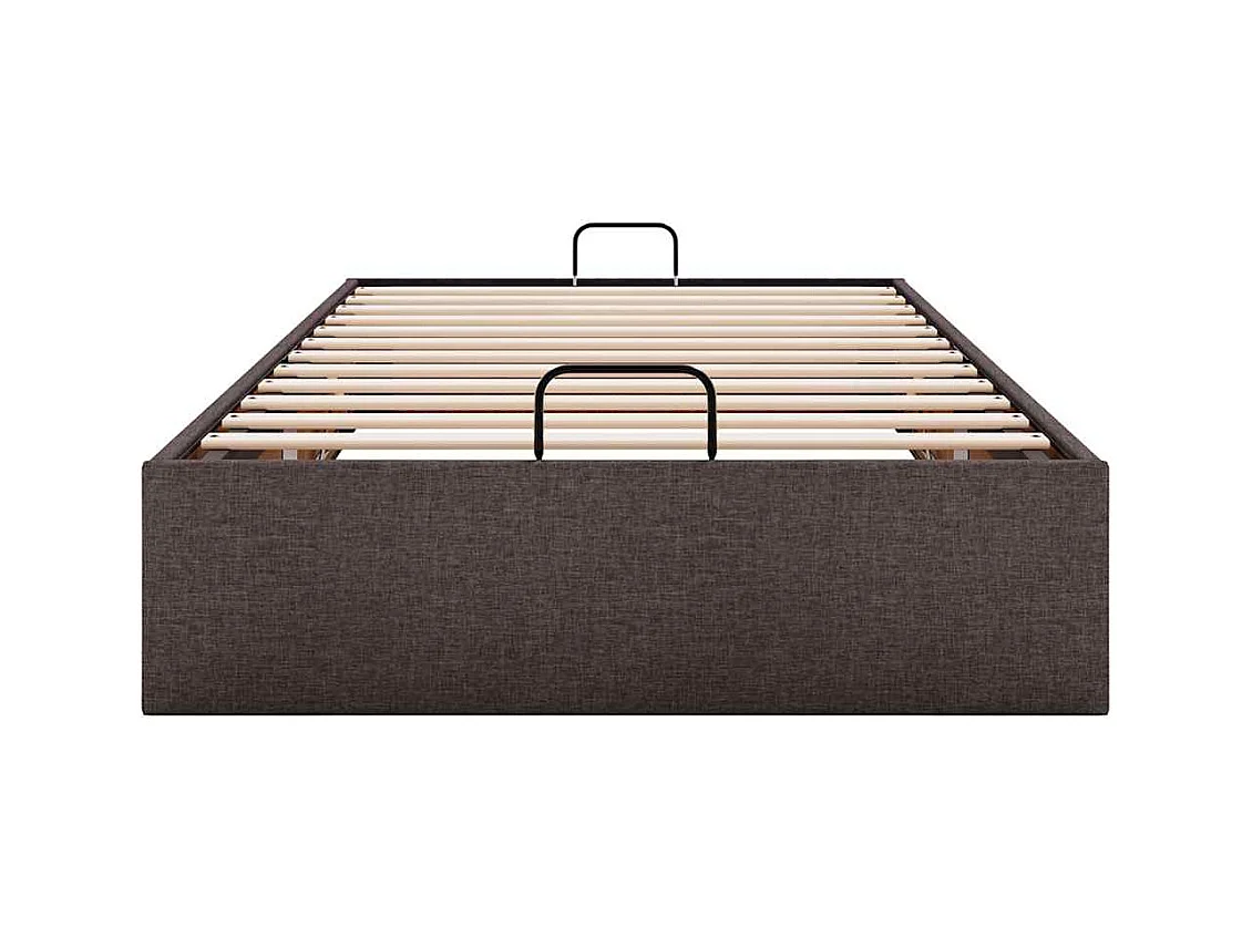 Cadre de lit ottoman sans matelas marron foncé 90x200 cm tissu