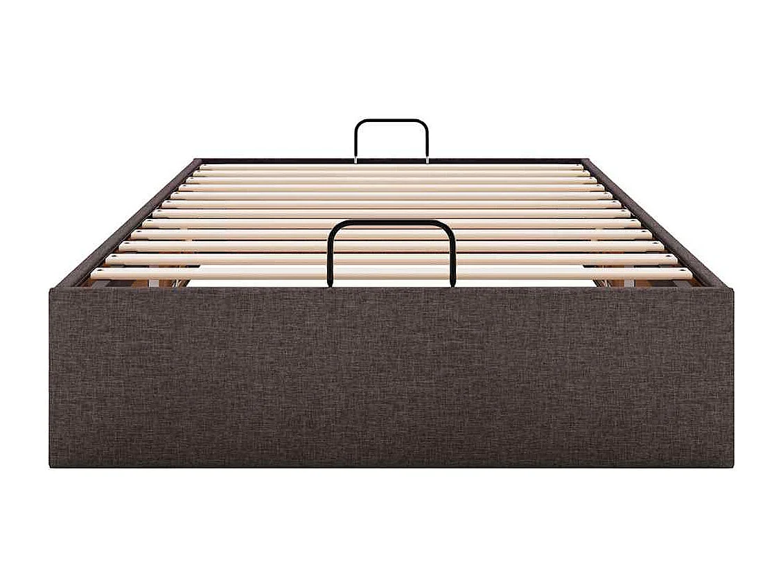 Cadre de lit ottoman sans matelas marron foncé 90x200 cm tissu
