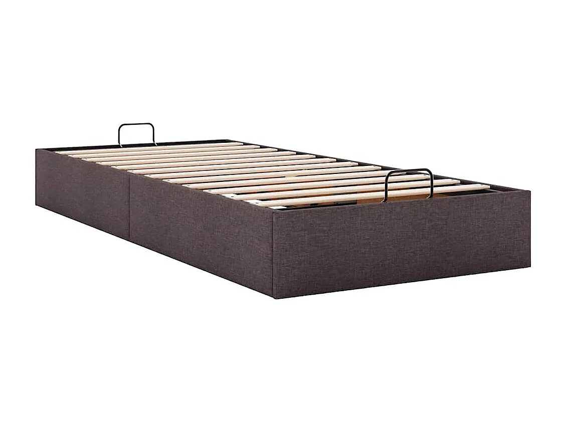 Estructura cama otomana sin colchón tela marrón oscuro 90x200cm