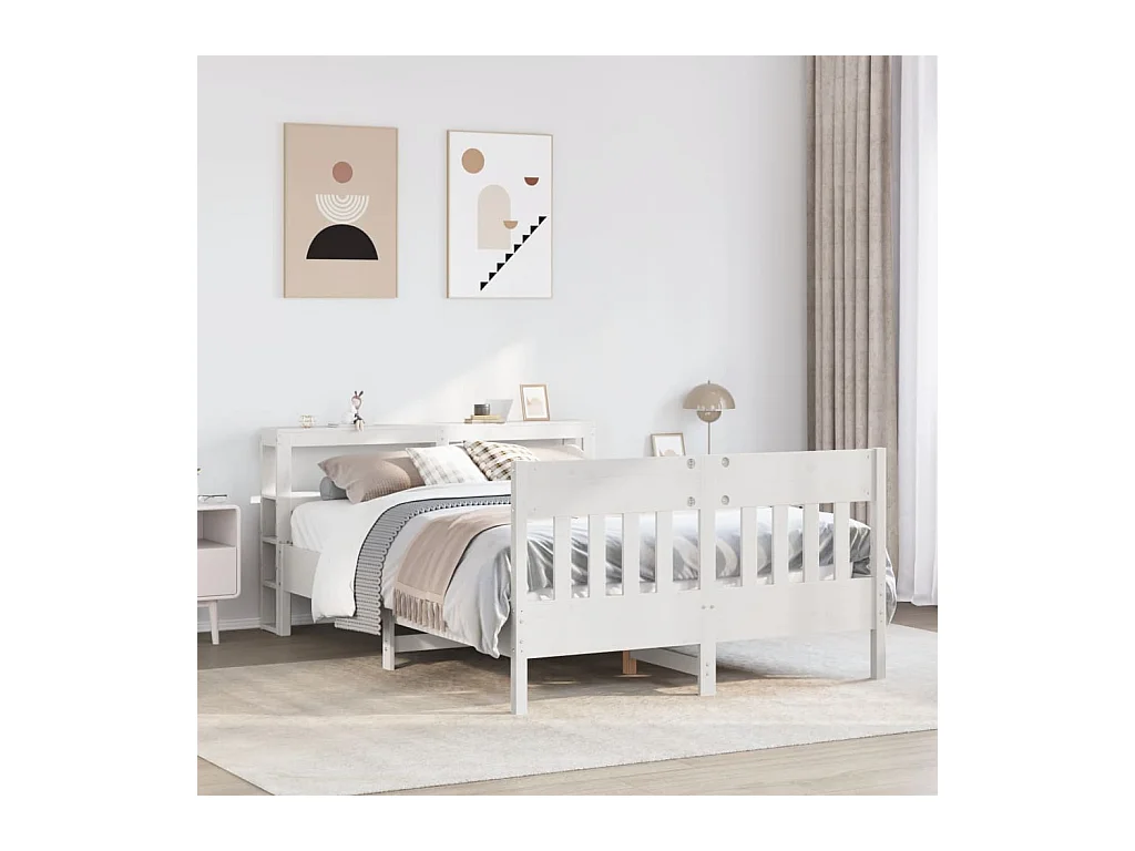 Cadre de lit sans matelas blanc 140x200 cm bois de pin massif