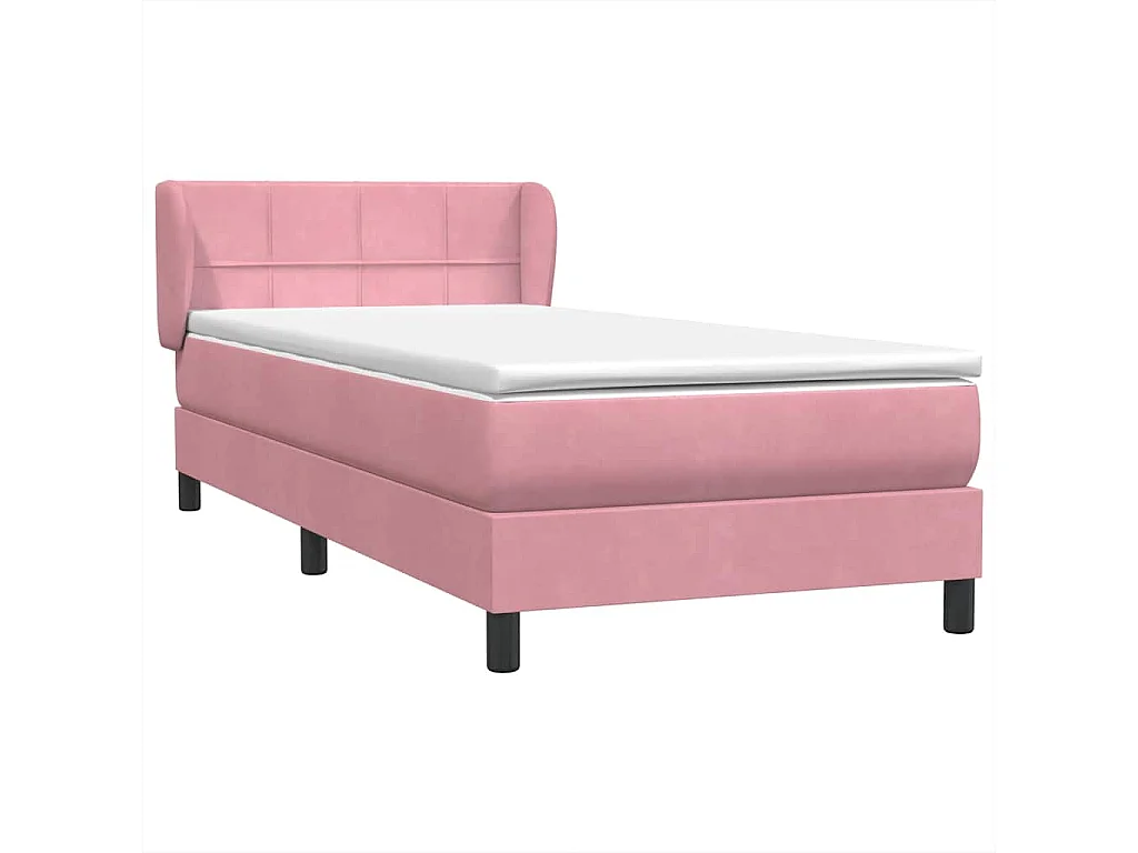 Sommier à lattes de lit avec matelas rose 90x220 cm velours