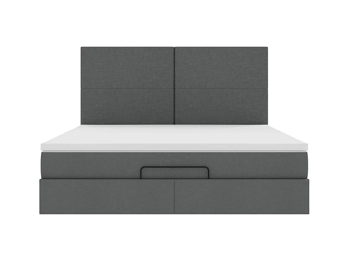 Cadre de lit ottoman avec matelas gris foncé 180x200 cm tissu