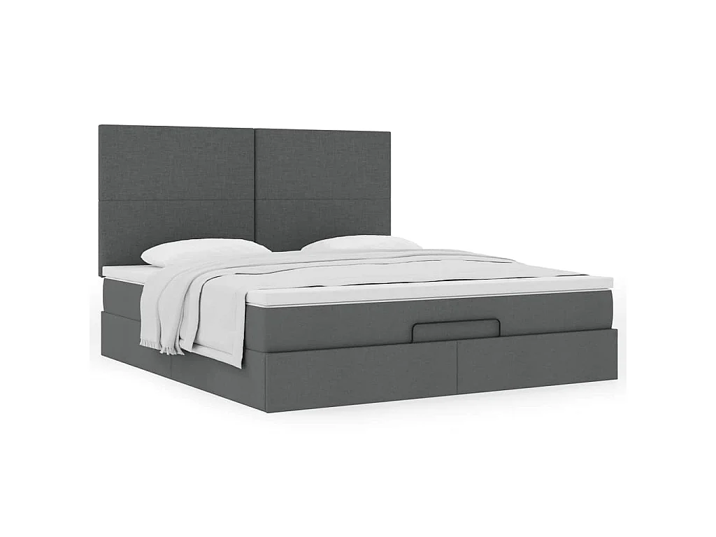 Ottoman-Bett mit Matratze Dunkelgrau 180x200 cm Stoff