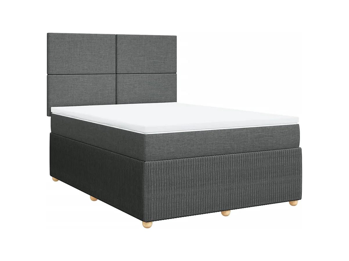 Sommier à lattes de lit avec matelas Gris foncé 140x190cm Tissu