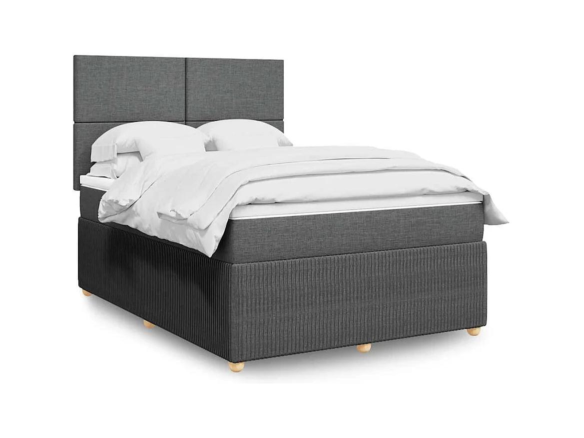 Cama com molas/colchão 140x190 cm tecido cinzento-escuro