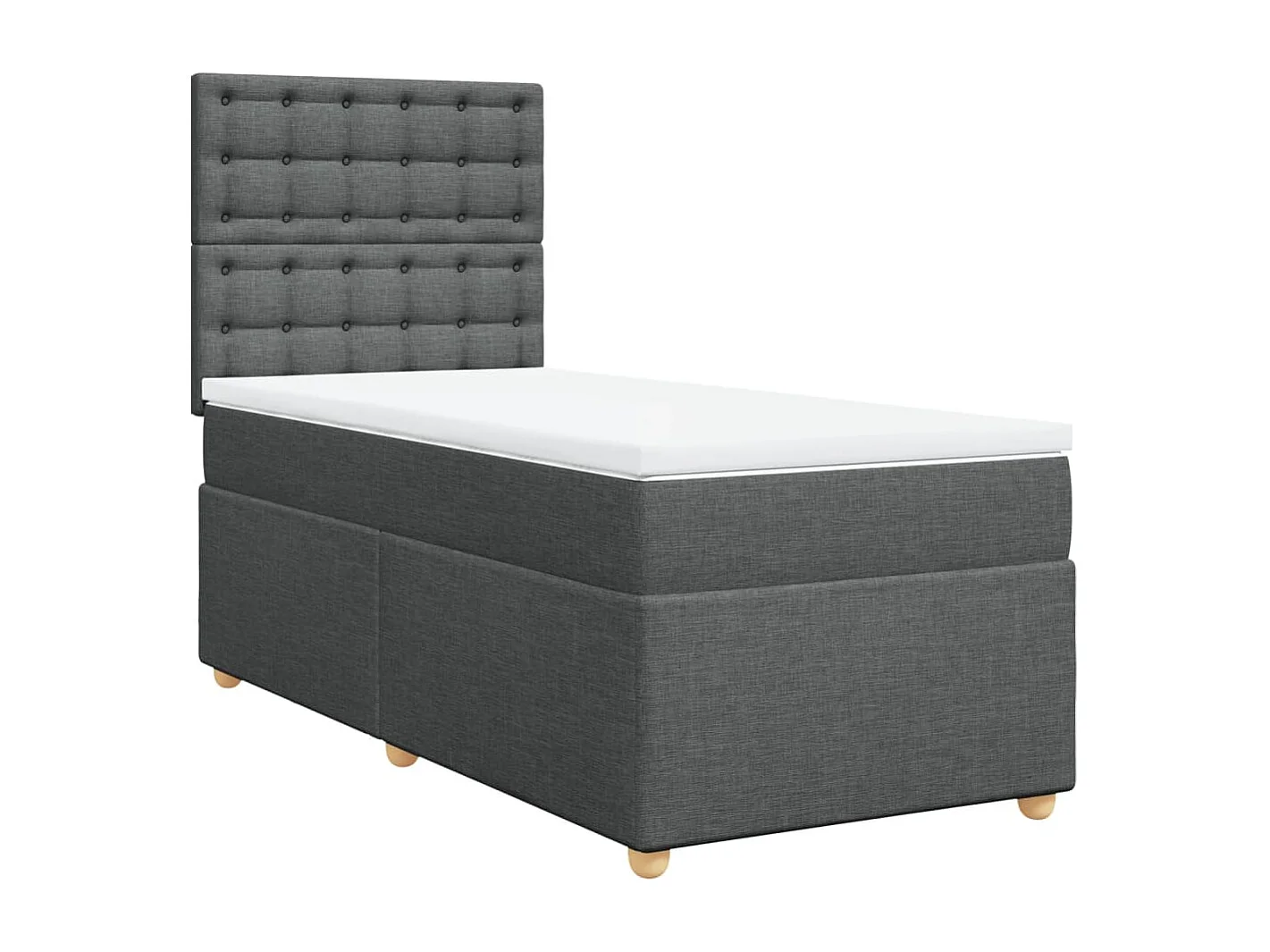 Cama box spring con colchón tela gris oscuro 100x200 cm