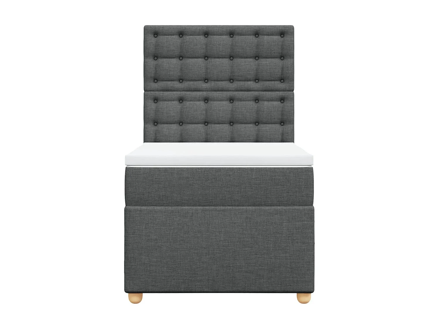 Cama box spring con colchón tela gris oscuro 100x200 cm
