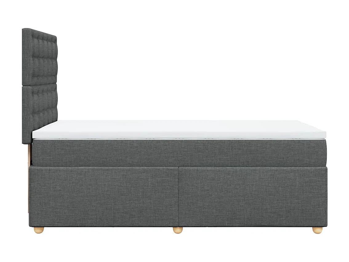 Cama box spring con colchón tela gris oscuro 100x200 cm