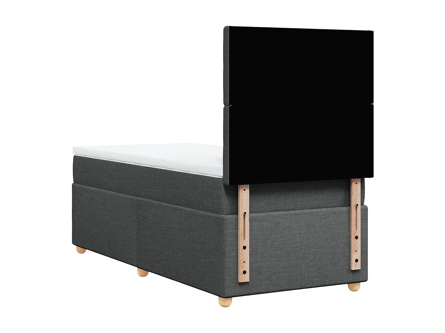 Cama box spring con colchón tela gris oscuro 100x200 cm