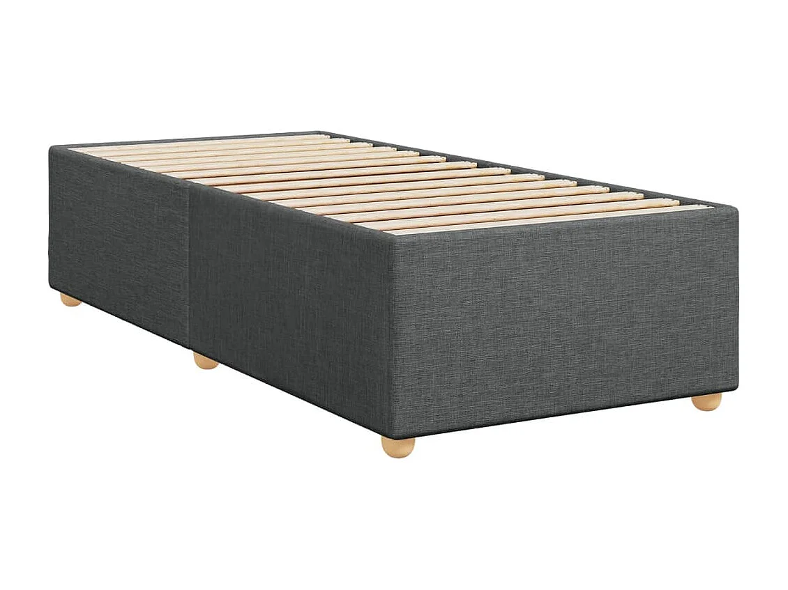 Cama box spring con colchón tela gris oscuro 100x200 cm