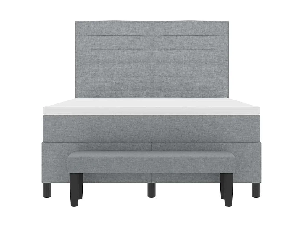 Lit à ressorts avec tête de lit Gris clair 140 x 200 cm tissu