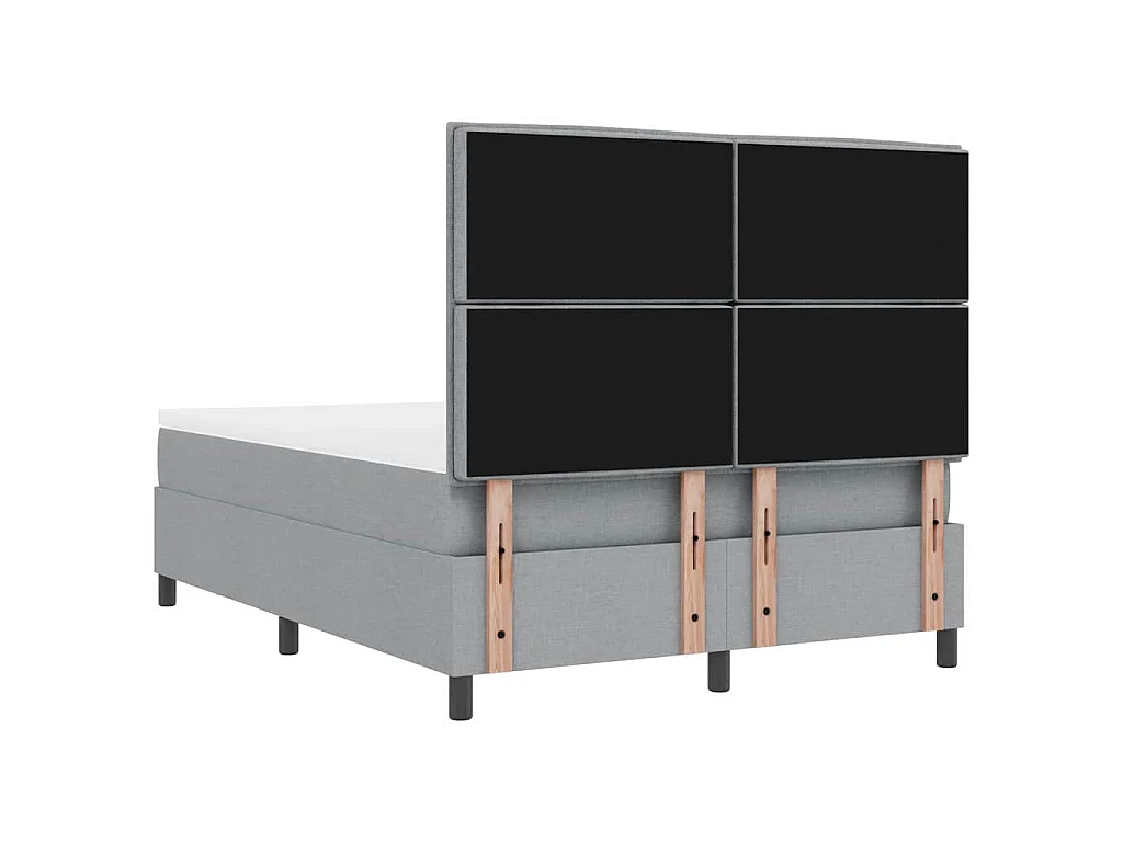 Lit à ressorts avec tête de lit Gris clair 140 x 200 cm tissu