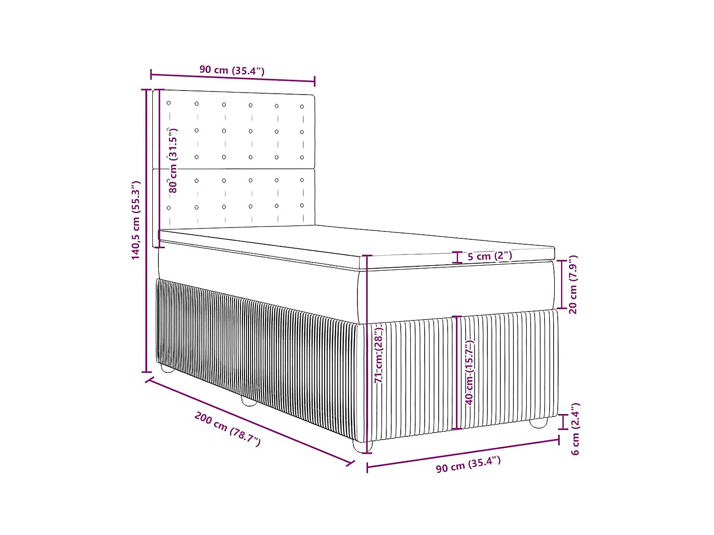 Boxspring met matras fluweel zwart 90x200 cm