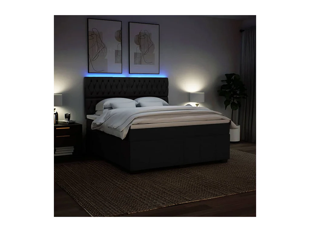 Giroletto a Molle con Materasso Nero 180x200 cm in Tessuto