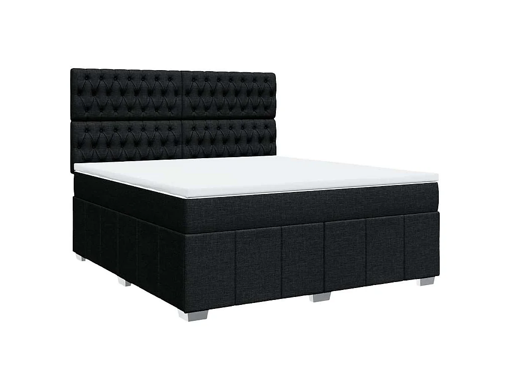 Sommier à lattes de lit avec matelas Noir 180x200 cm Tissu