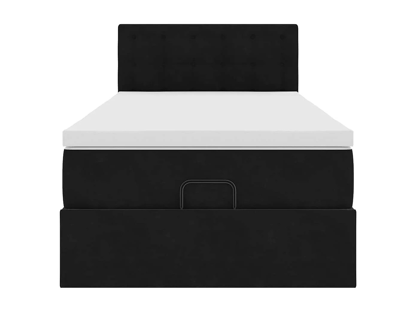 Cadre de lit ottoman avec matelas noir 90x200 cm velours
