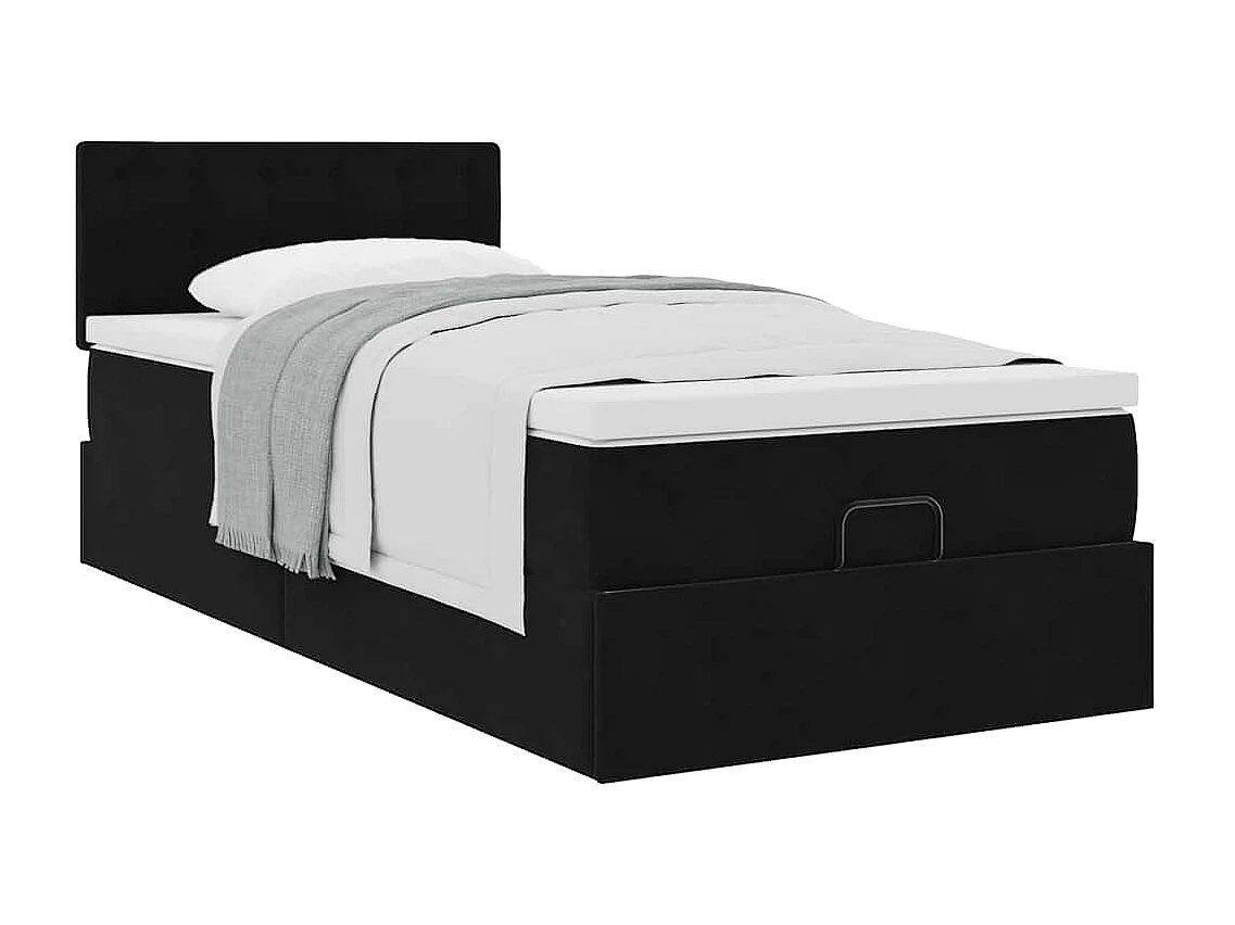 Ottoman bed met matras 90x200cm fluweel zwart