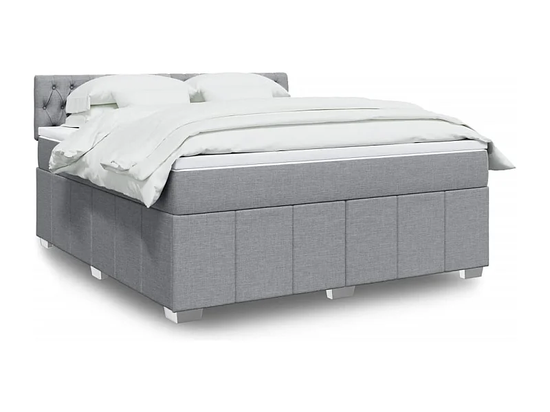 Giroletto a Molle con Materasso Grigio Chiaro180x200 cm Tessuto