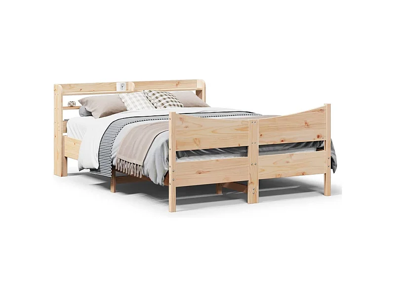 Massivholzbett mit Kopfteil 140x200 cm Kiefer
