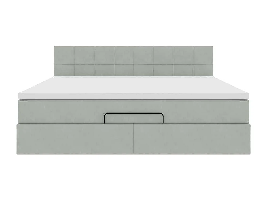 Cadre de lit ottoman avec matelas gris clair 160x200 cm velours
