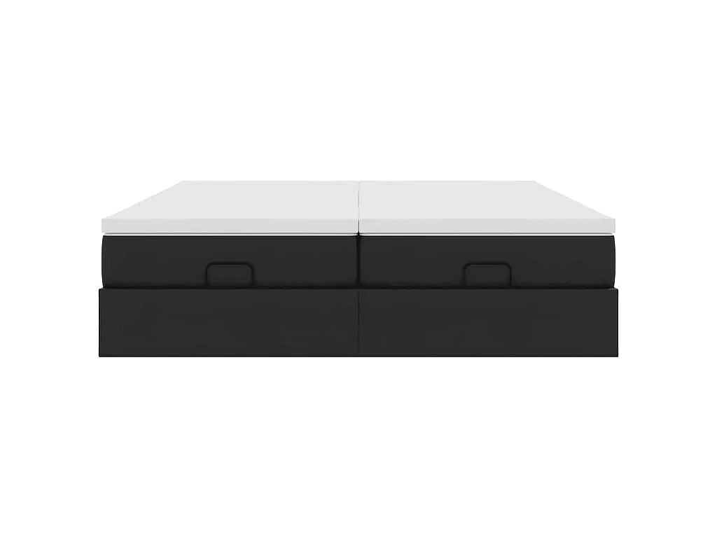 Struttura Letto Pouf con Materassi Nero 160x200 cm Similpelle