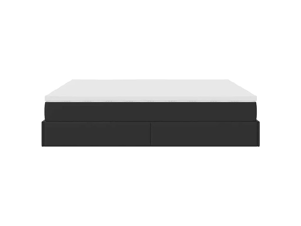 Struttura Letto Pouf con Materassi Nero 160x200 cm Similpelle