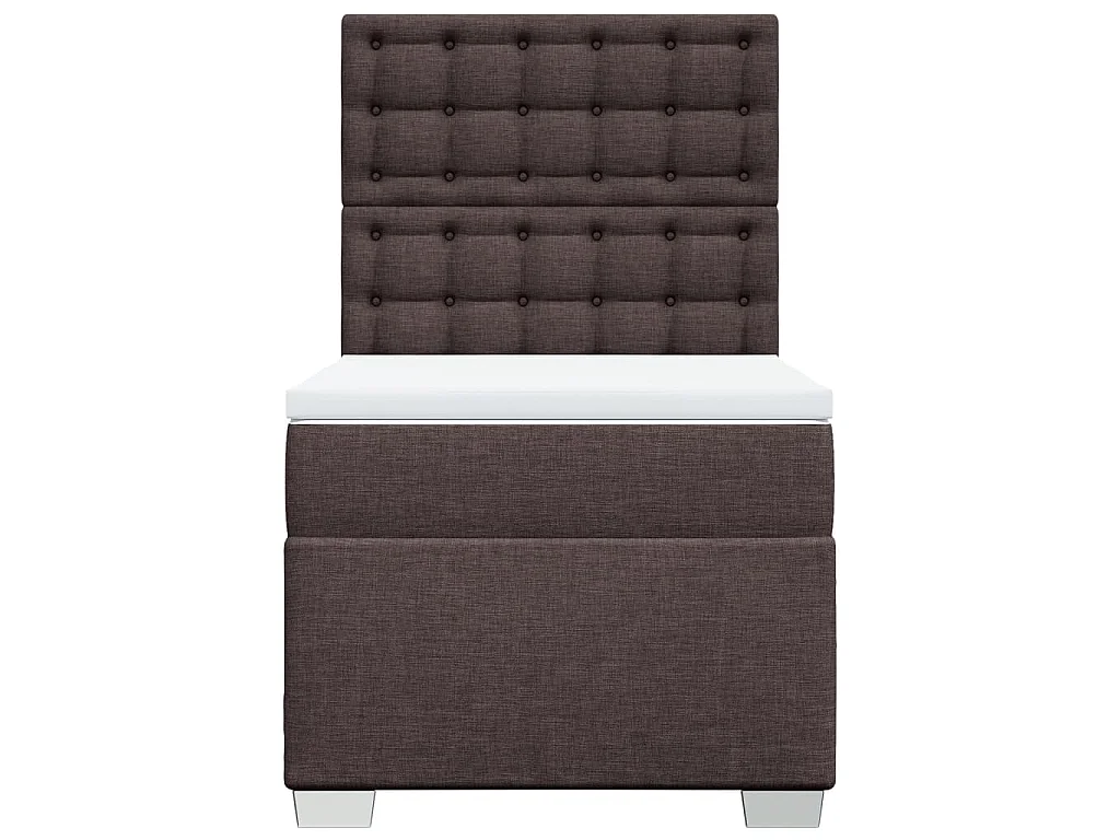 Cama box spring con colchón tela marrón oscuro 90x200 cm