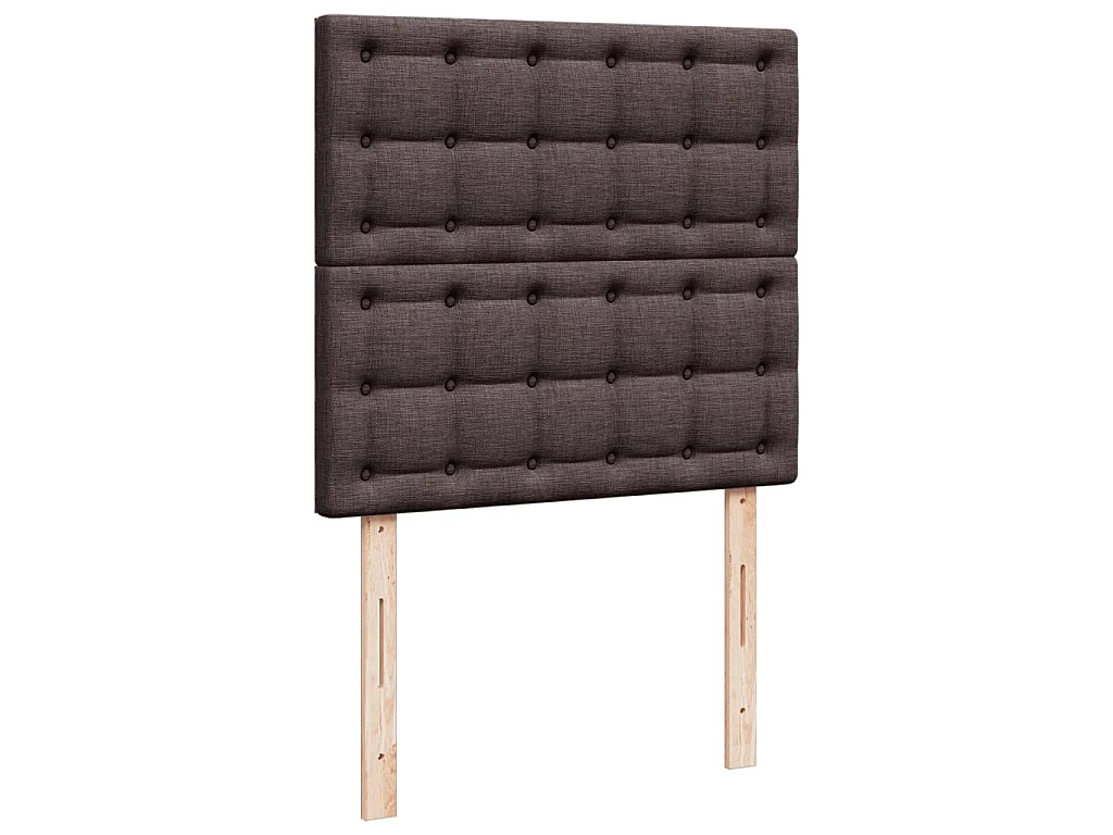 Cama box spring con colchón tela marrón oscuro 90x200 cm
