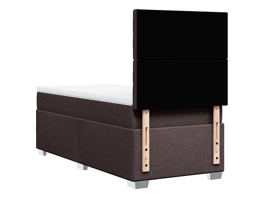 Cama box spring con colchón tela marrón oscuro 90x200 cm