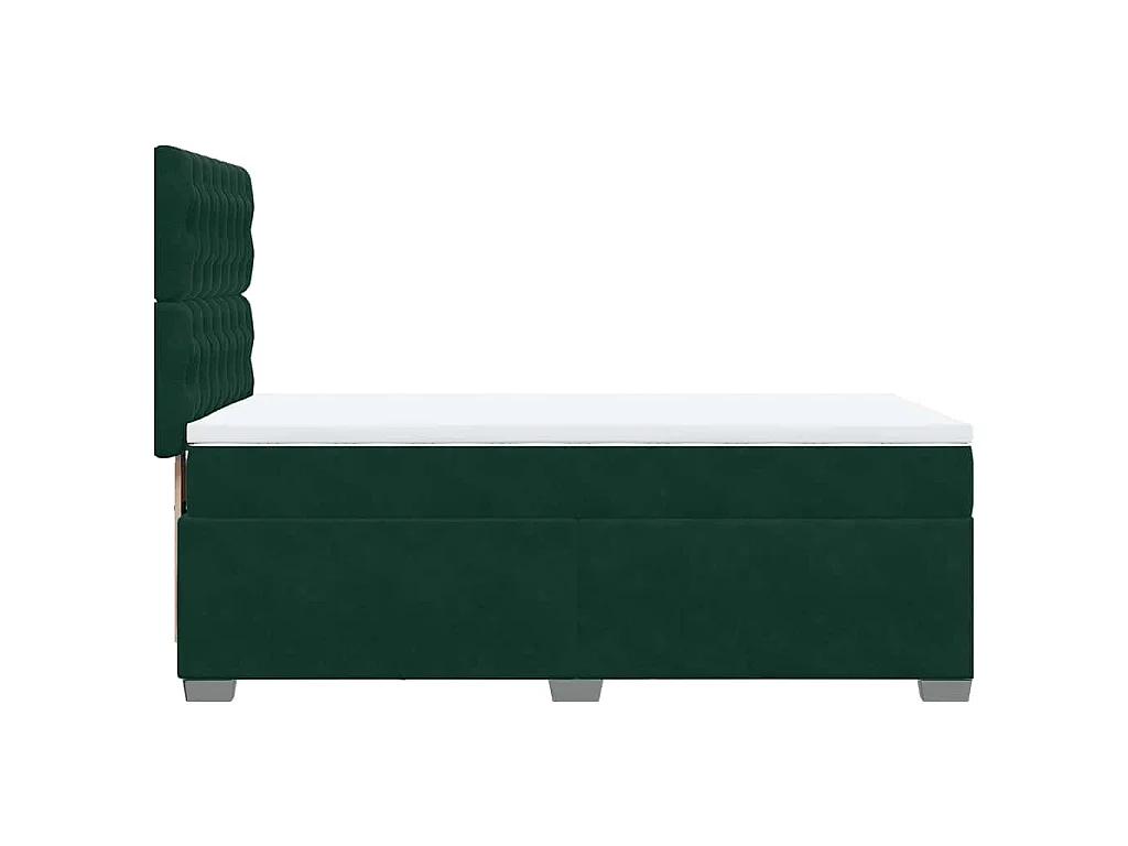 Cama box spring con colchón terciopelo verde oscuro 90x200 cm