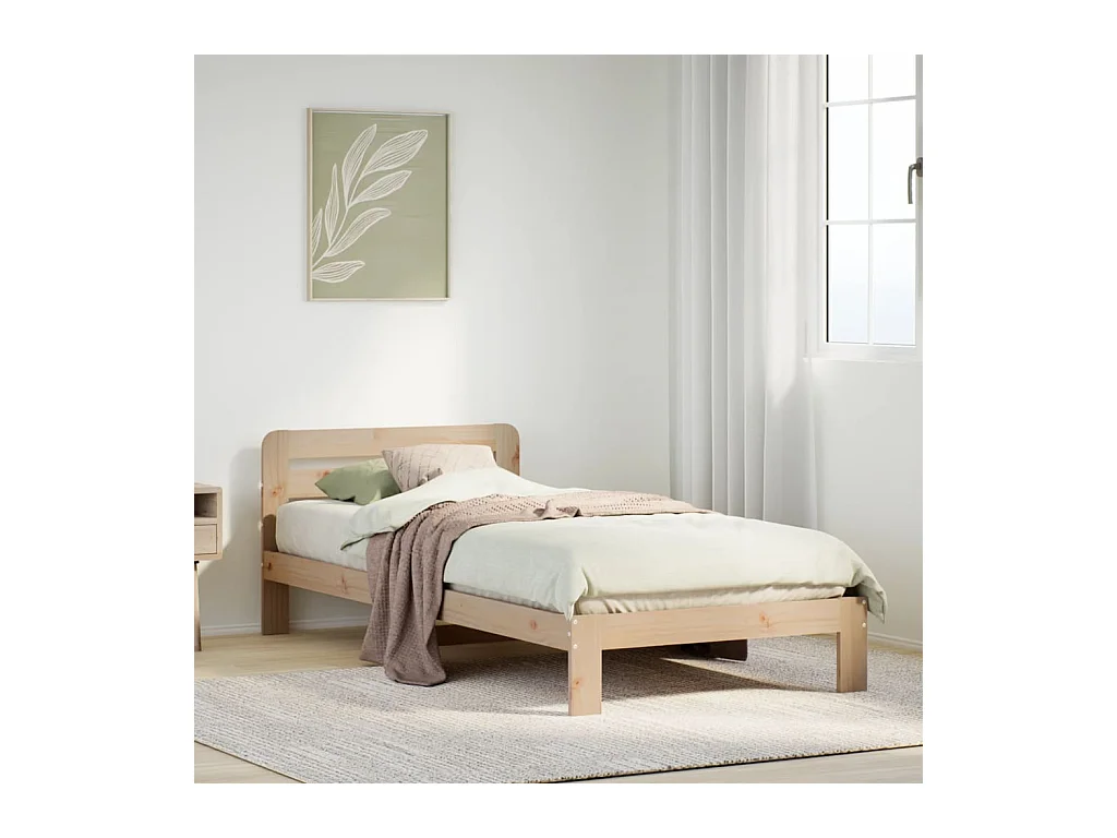 Letto senza Materasso 90x190 cm in Legno Massello di Pino