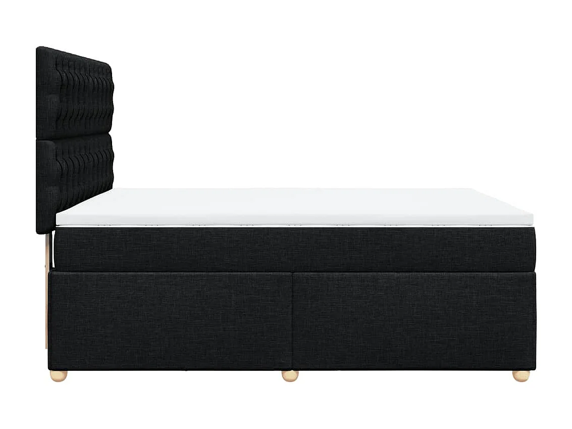 Cama box spring con colchón tela negro 140x190 cm