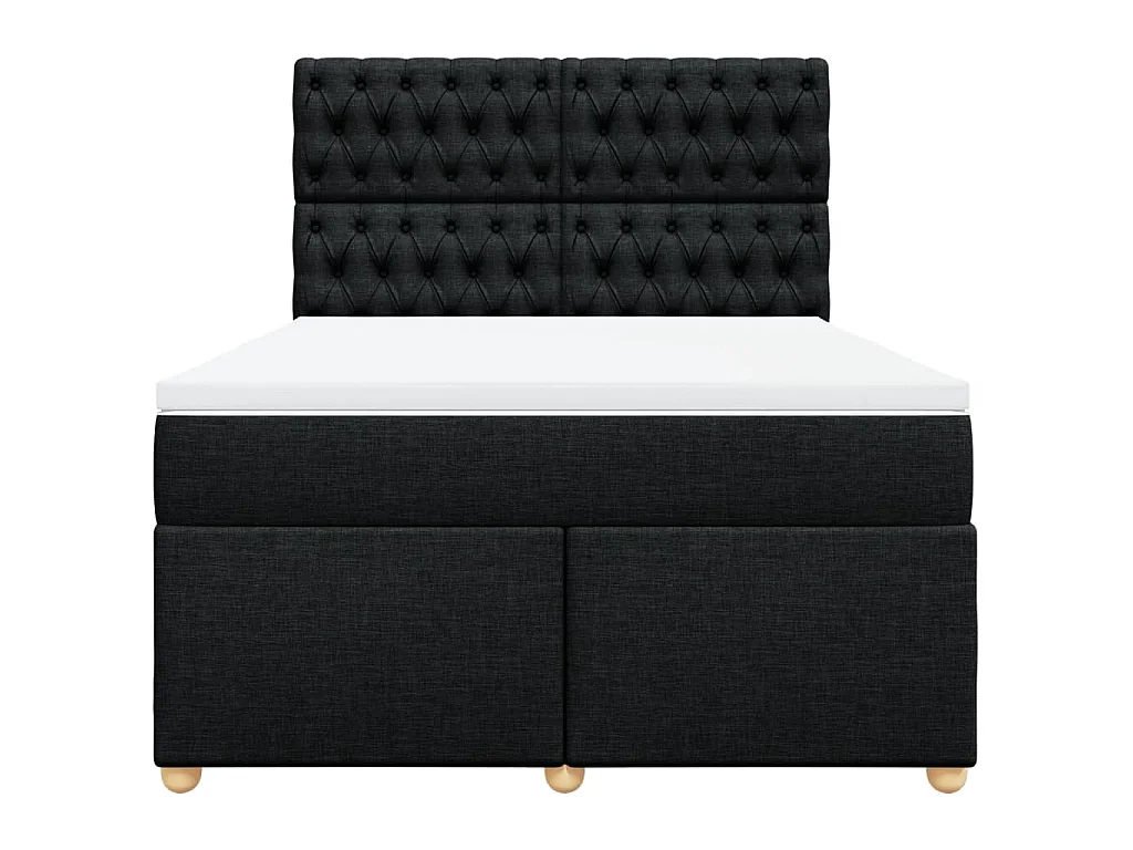 Sommier à lattes de lit avec matelas Noir 140x190 cm Tissu