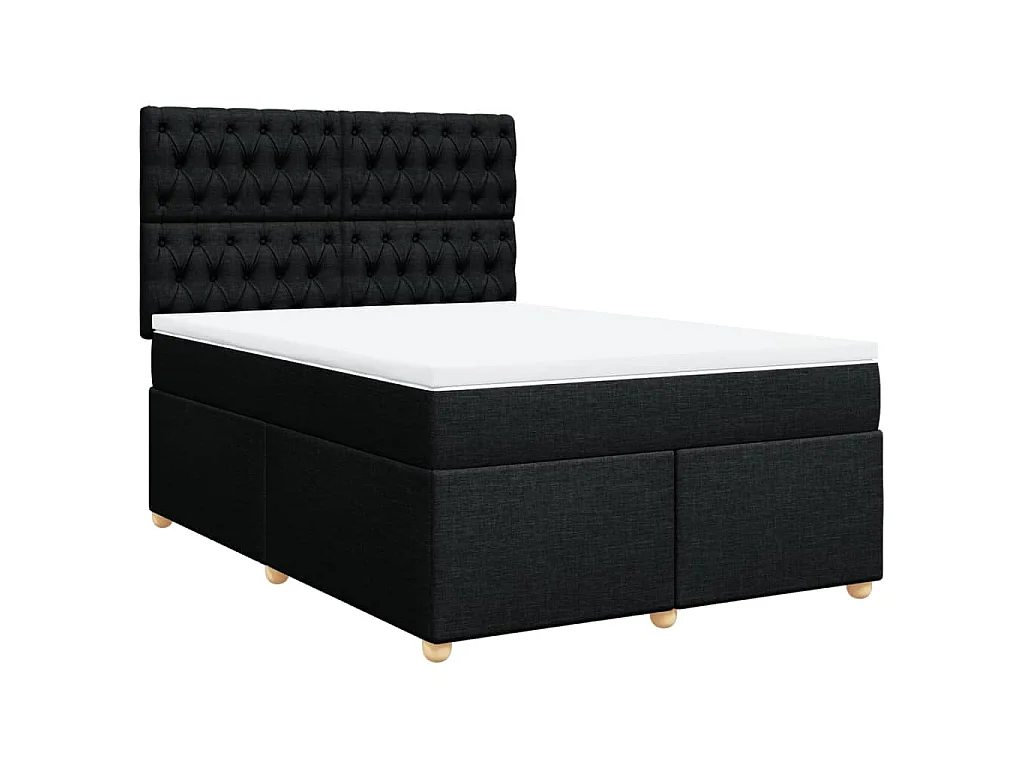 Boxspringbett mit Matratze Schwarz 140x190 cm Stoff
