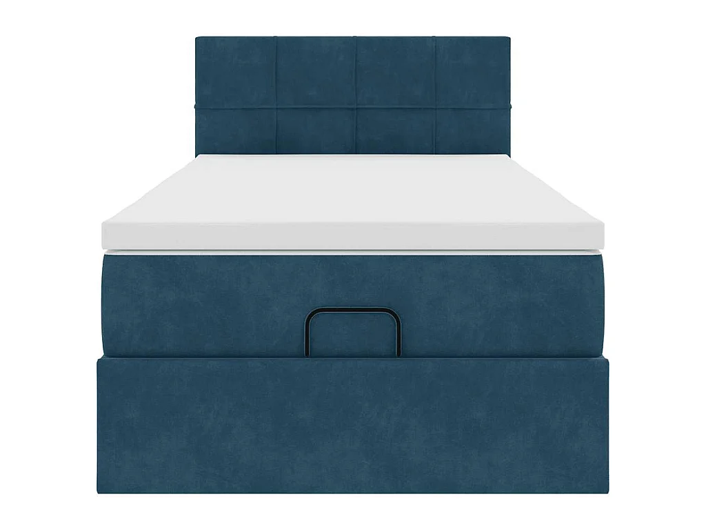 Estructura de cama otomana con colchón terciopelo azul oscuro