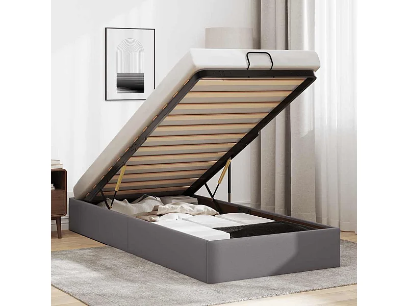 Ottoman-Bett ohne Matratze Grau 90x200 cm Kunstleder