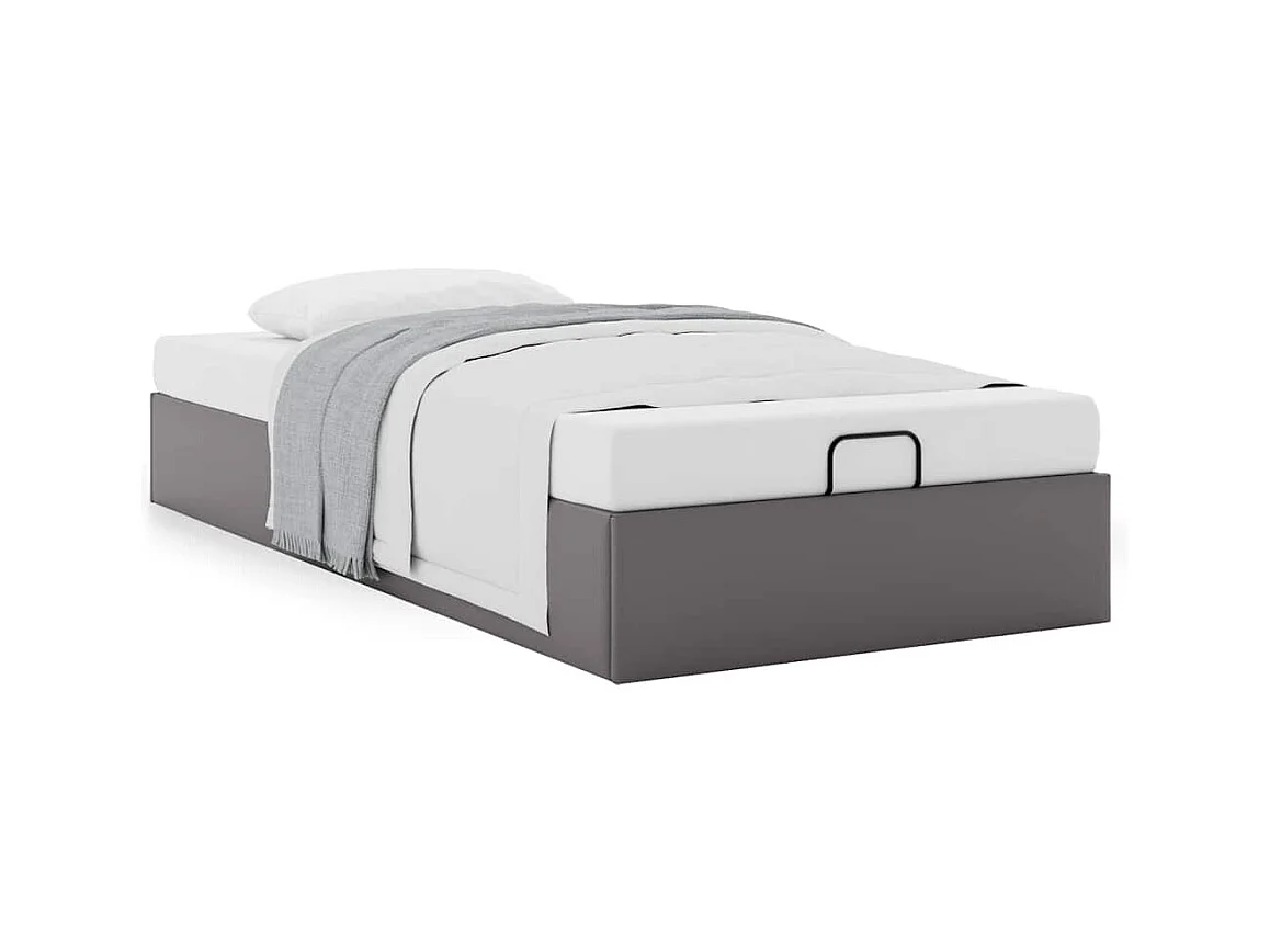 Ottoman-Bett ohne Matratze Grau 90x200 cm Kunstleder