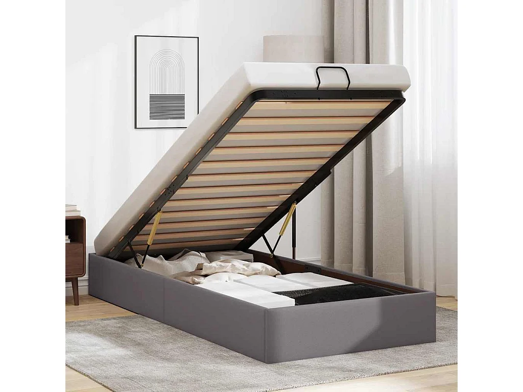Estrutura de cama otomana sem colchão 90x200 cm cinzenta