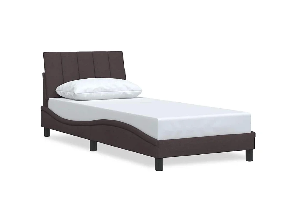Estrutura de cama sem colchão Hanko 90x200 cm tecido castanho-escuro