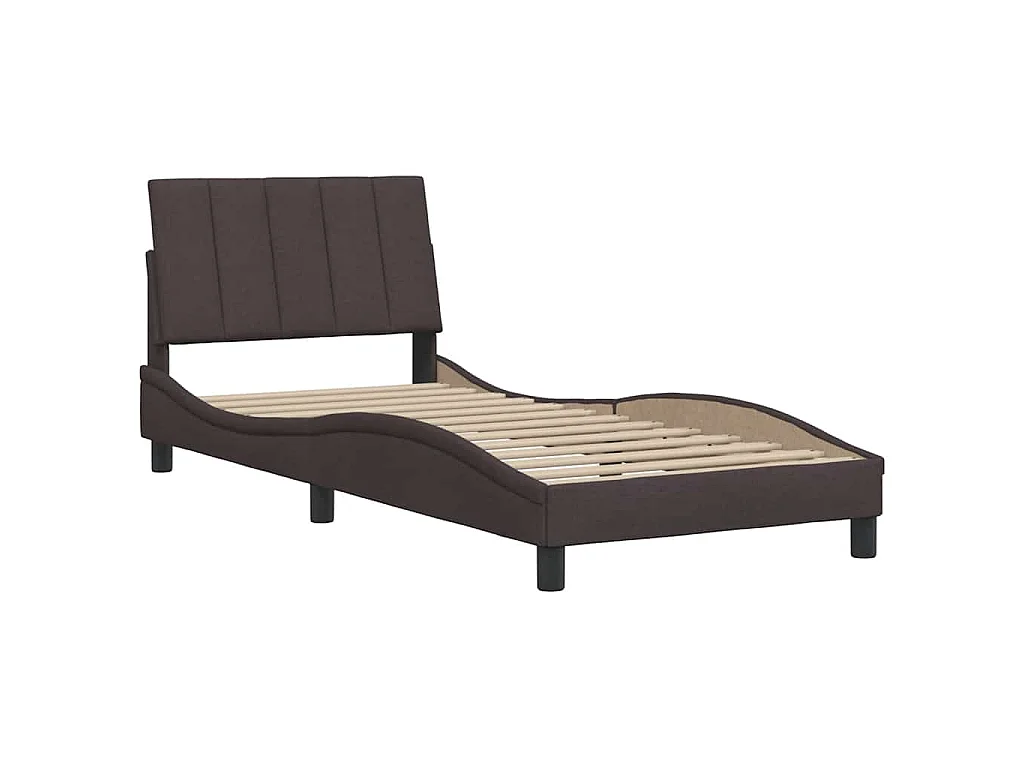 Estrutura de cama sem colchão Hanko 90x200 cm tecido castanho-escuro