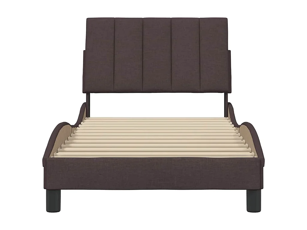 Estrutura de cama sem colchão Hanko 90x200 cm tecido castanho-escuro
