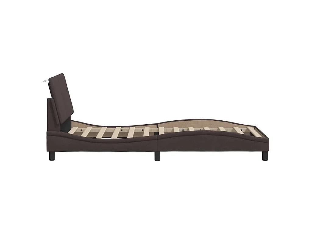 Estrutura de cama sem colchão Hanko 90x200 cm tecido castanho-escuro